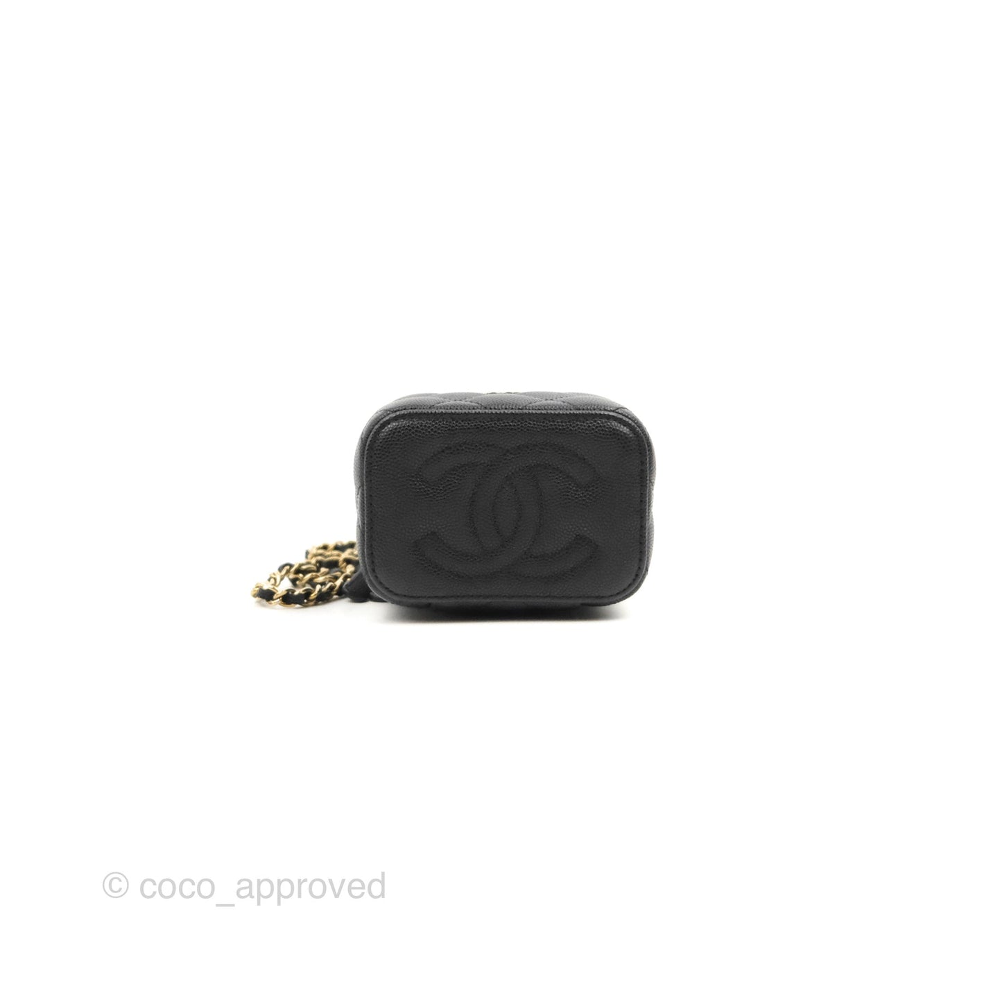 Chanel Mini Vanity With Chain Black Caviar Gold Hardware