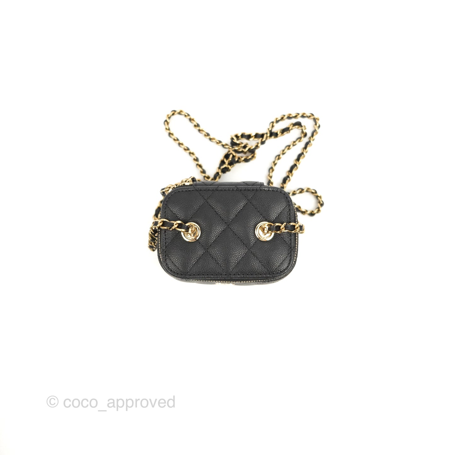 Chanel Mini Vanity With Chain Black Caviar Gold Hardware