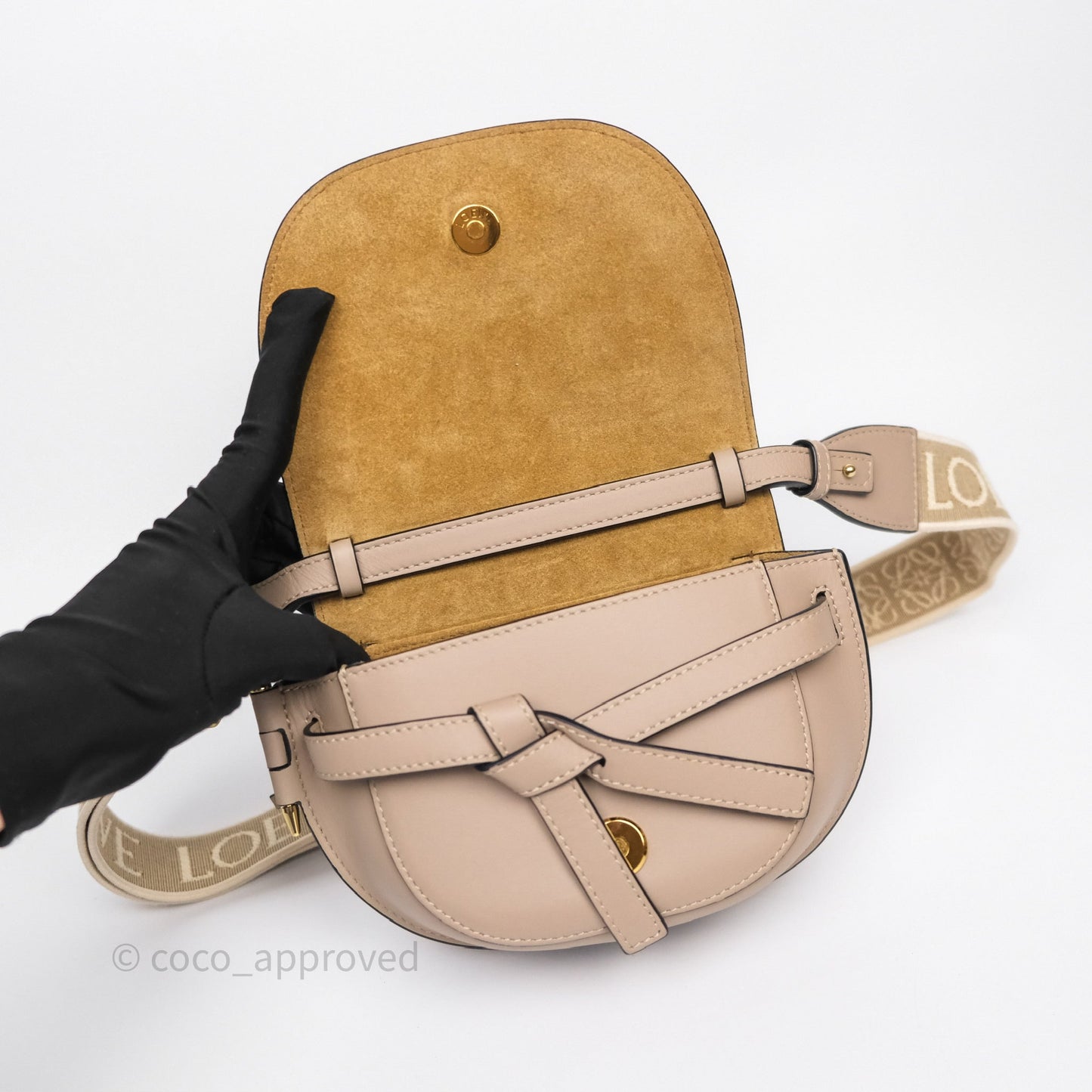 Loewe Mini Gate Dual Bag Beige Sand Soft Calfskin Jacquard Strap