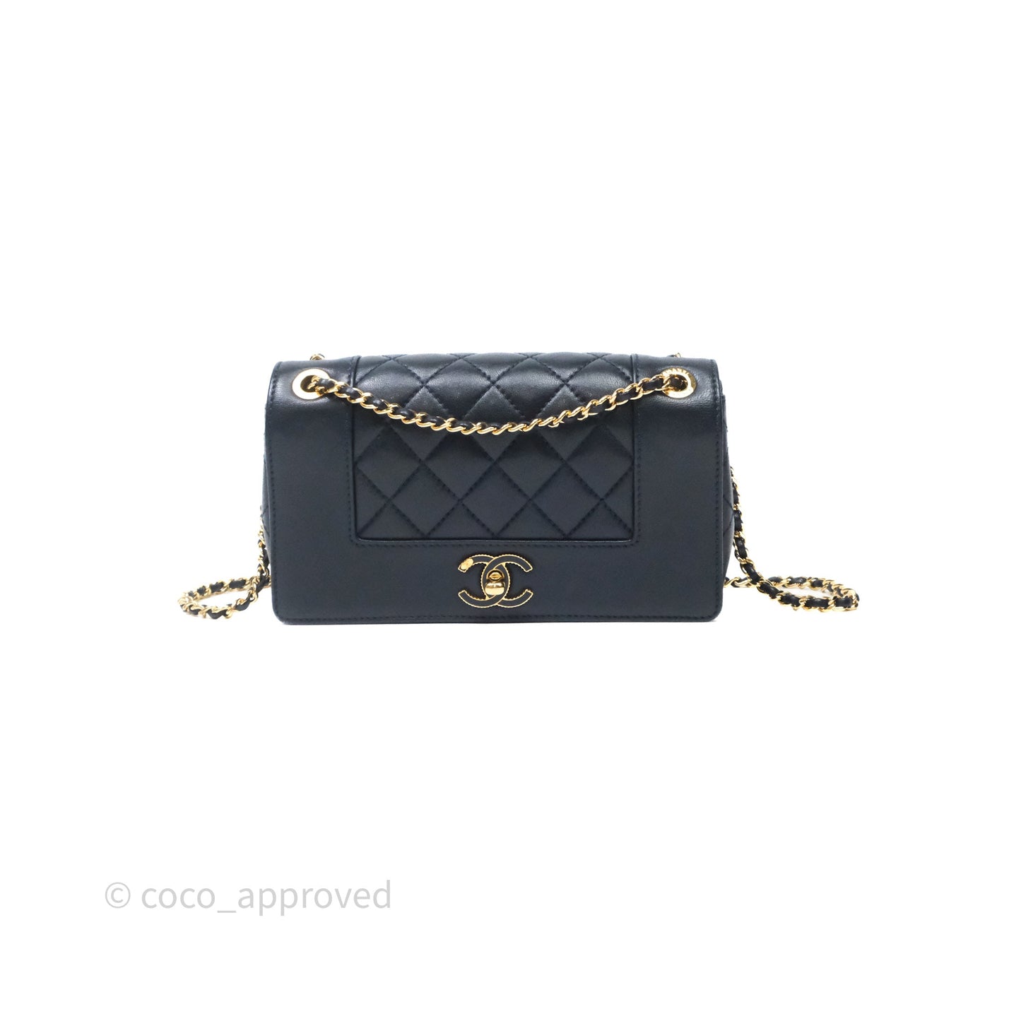 Chanel Small Vintage Mademoiselle Flap Navy Sheepskin Gold Hardware
