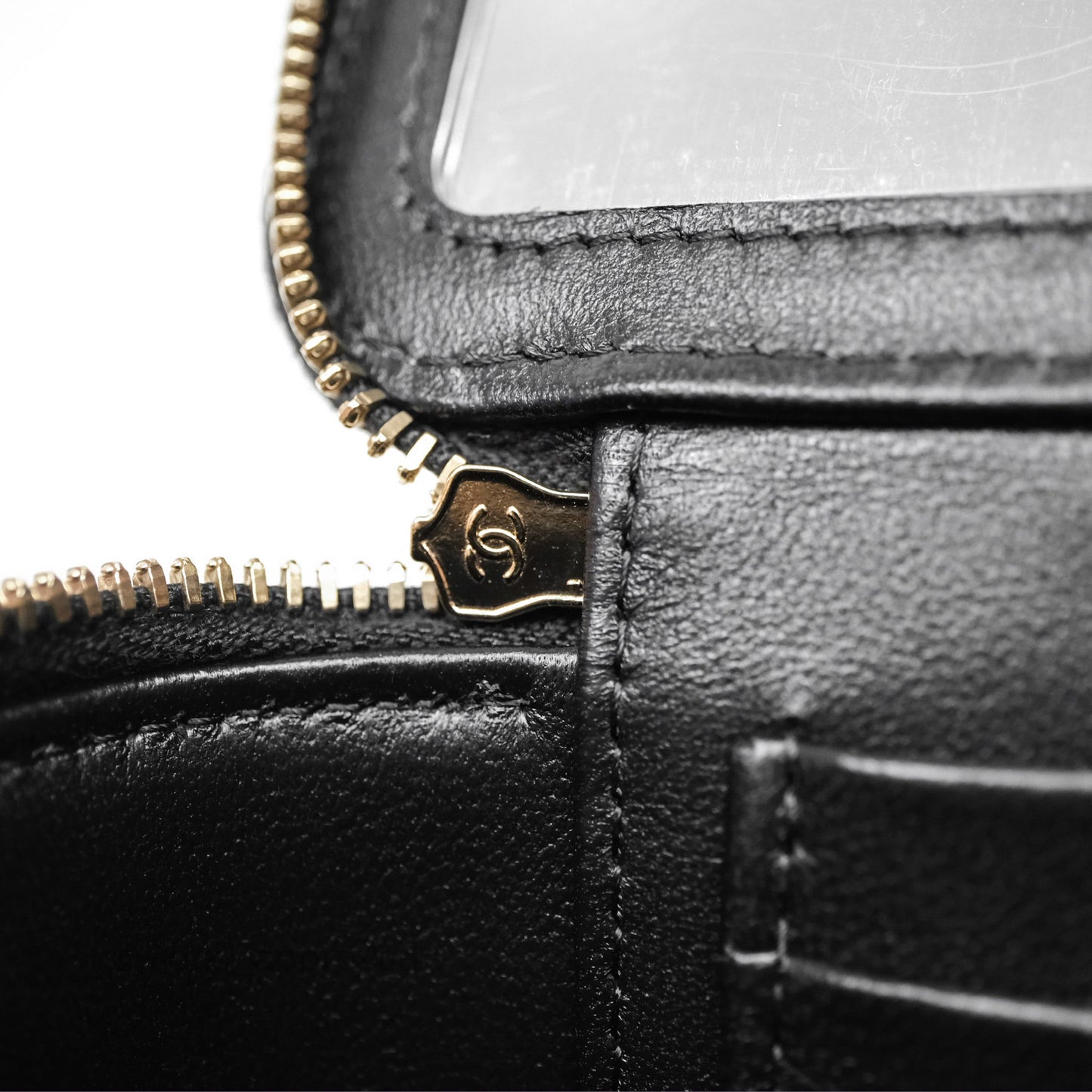 Chanel Vanity Rectangular Top Handle Black Lambskin Aged Gold Hardware
