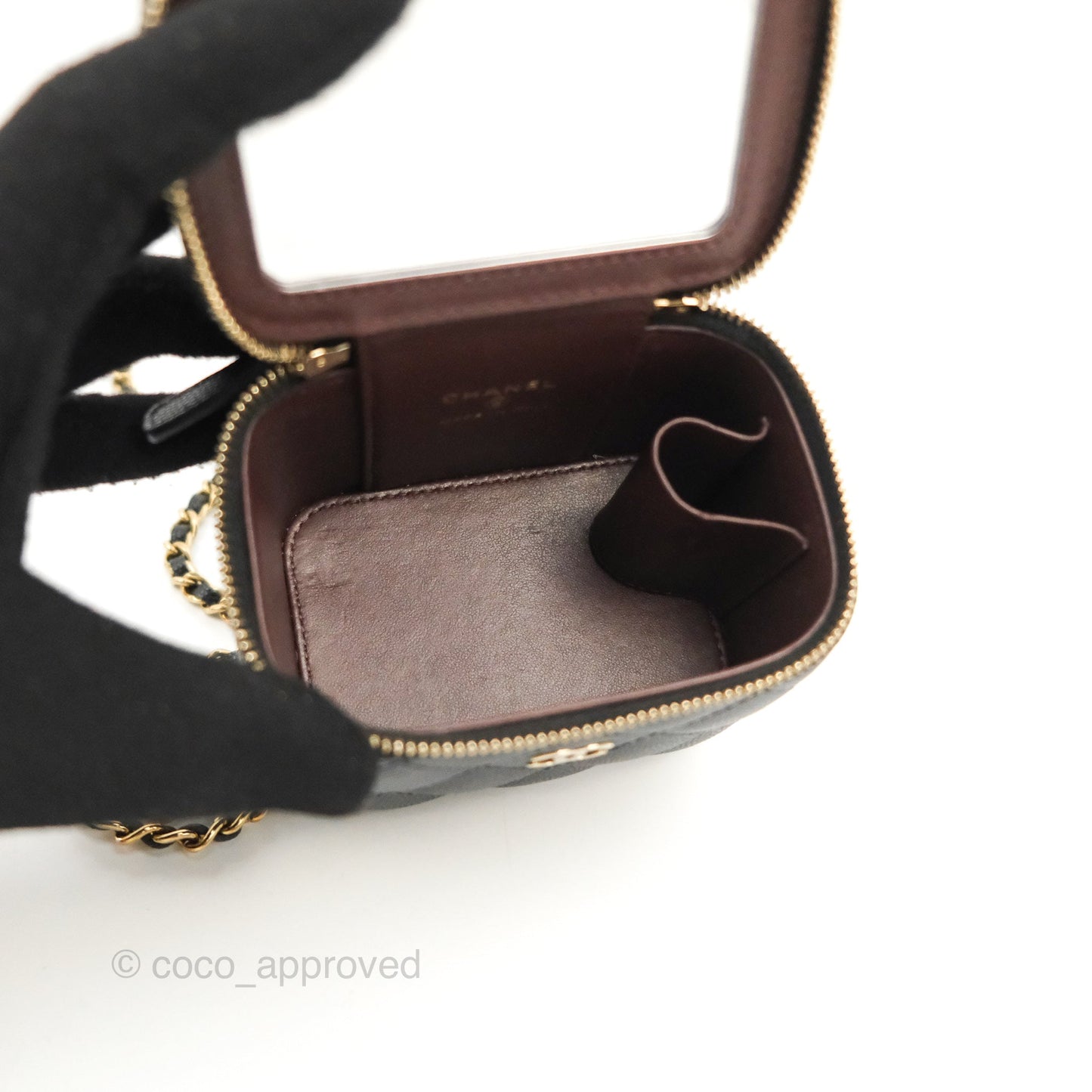 Chanel Mini Vanity With Chain Black Caviar Gold Hardware