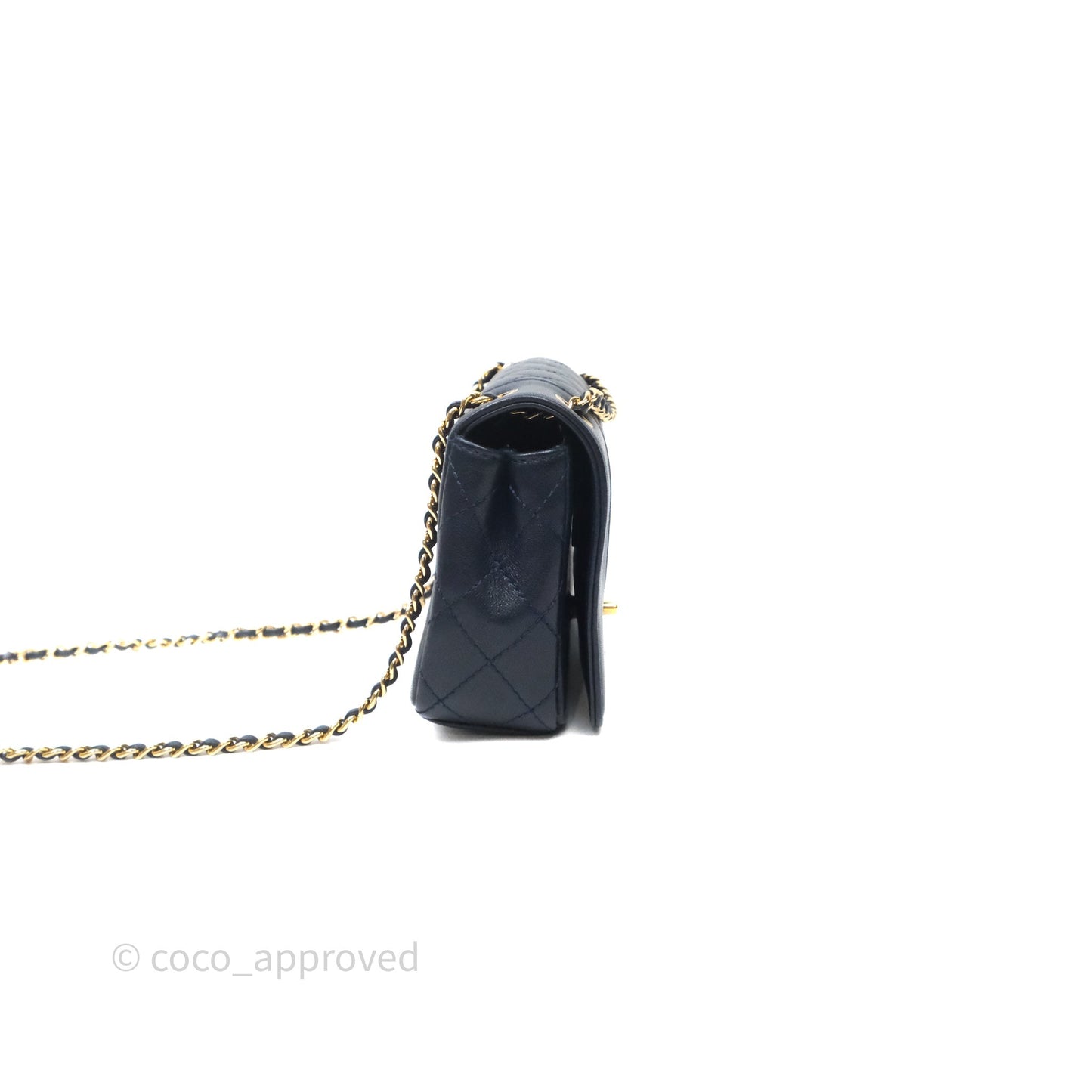 Chanel Small Vintage Mademoiselle Flap Navy Sheepskin Gold Hardware