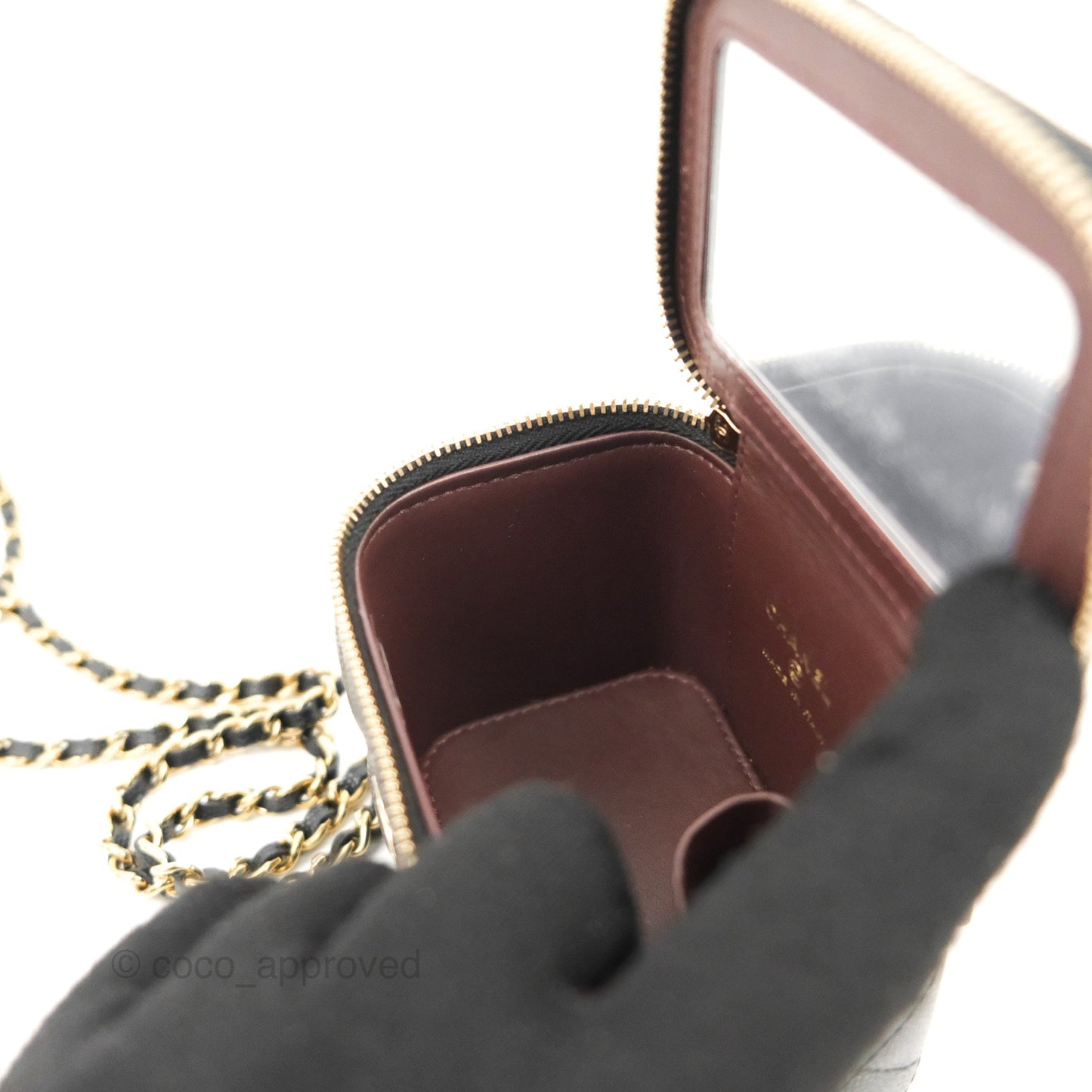 Chanel Mini Vanity With Chain Black Caviar Gold Hardware