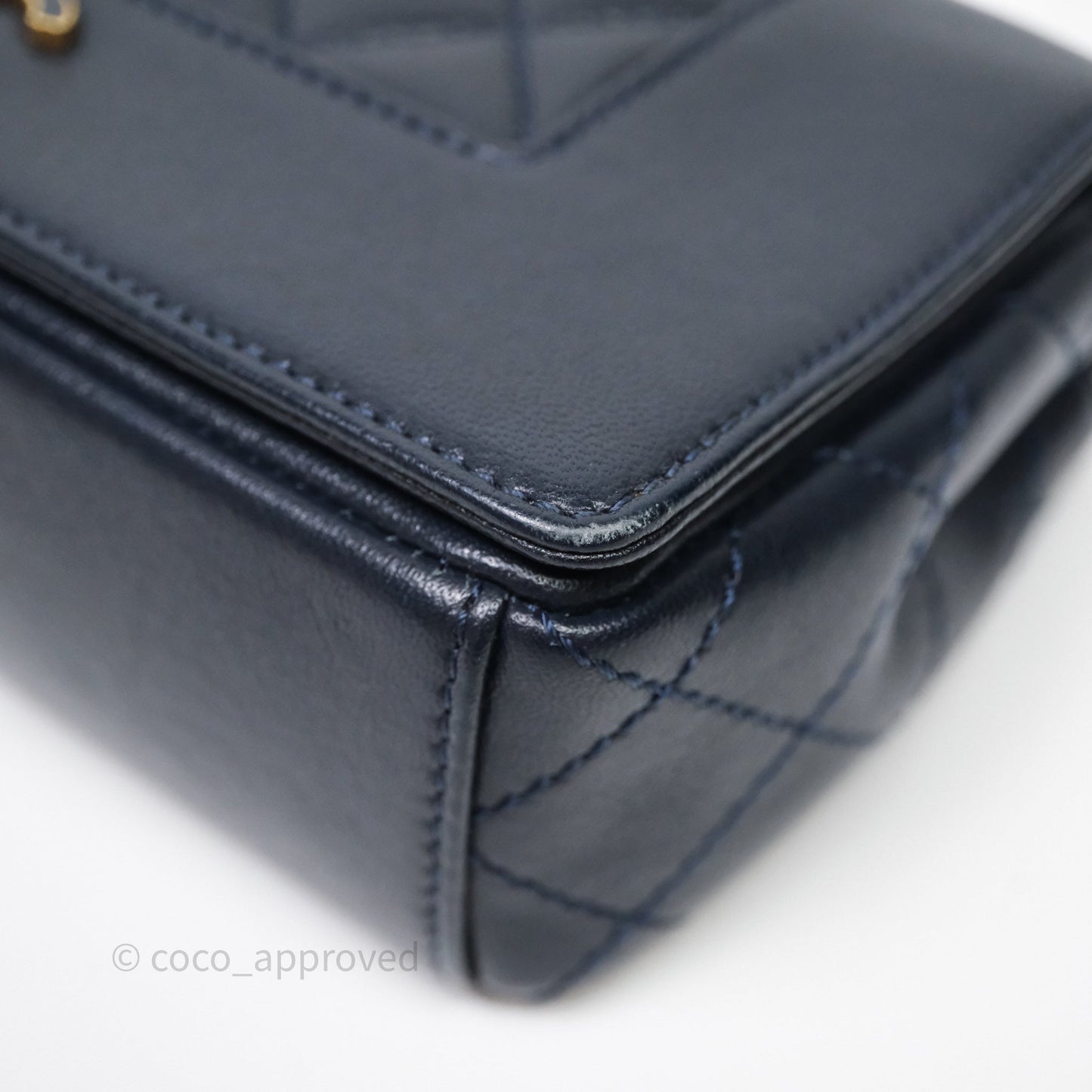 Chanel Small Vintage Mademoiselle Flap Navy Sheepskin Gold Hardware