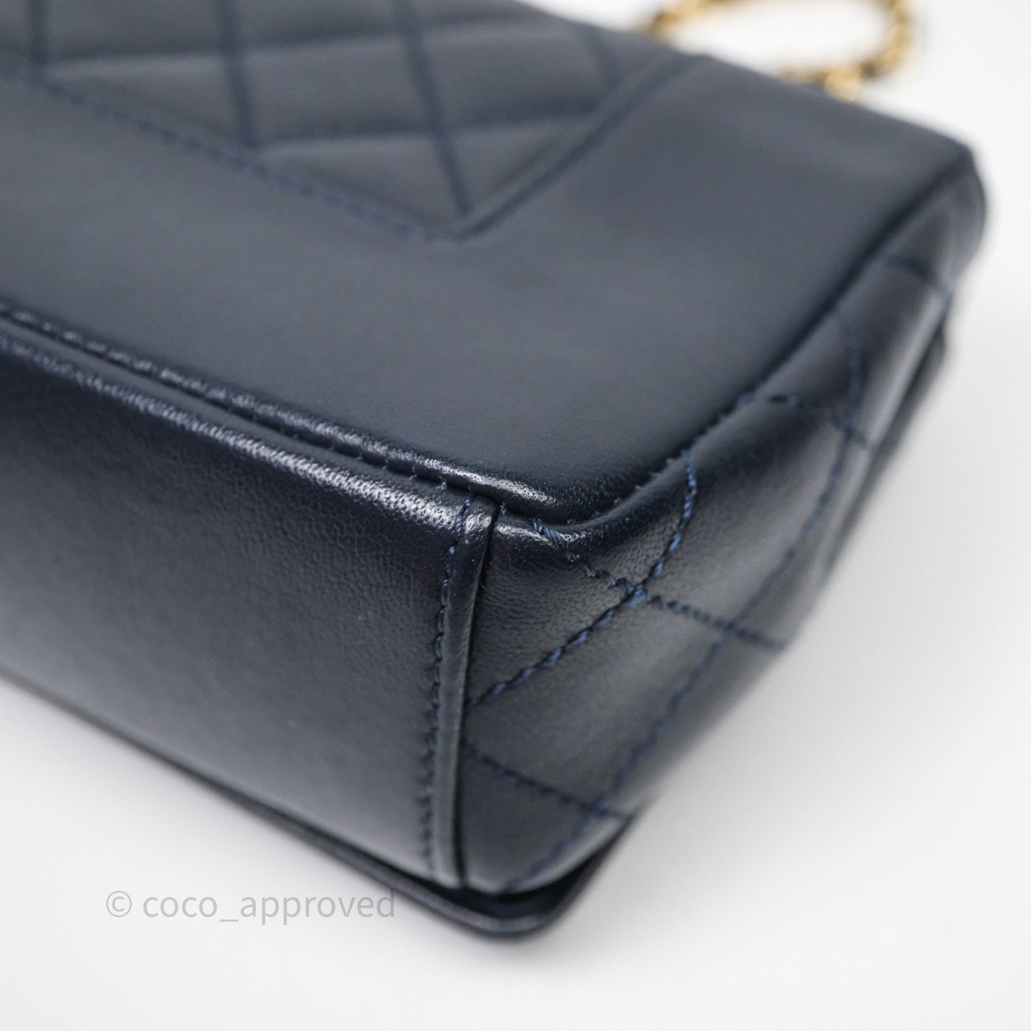 Chanel Small Vintage Mademoiselle Flap Navy Sheepskin Gold Hardware
