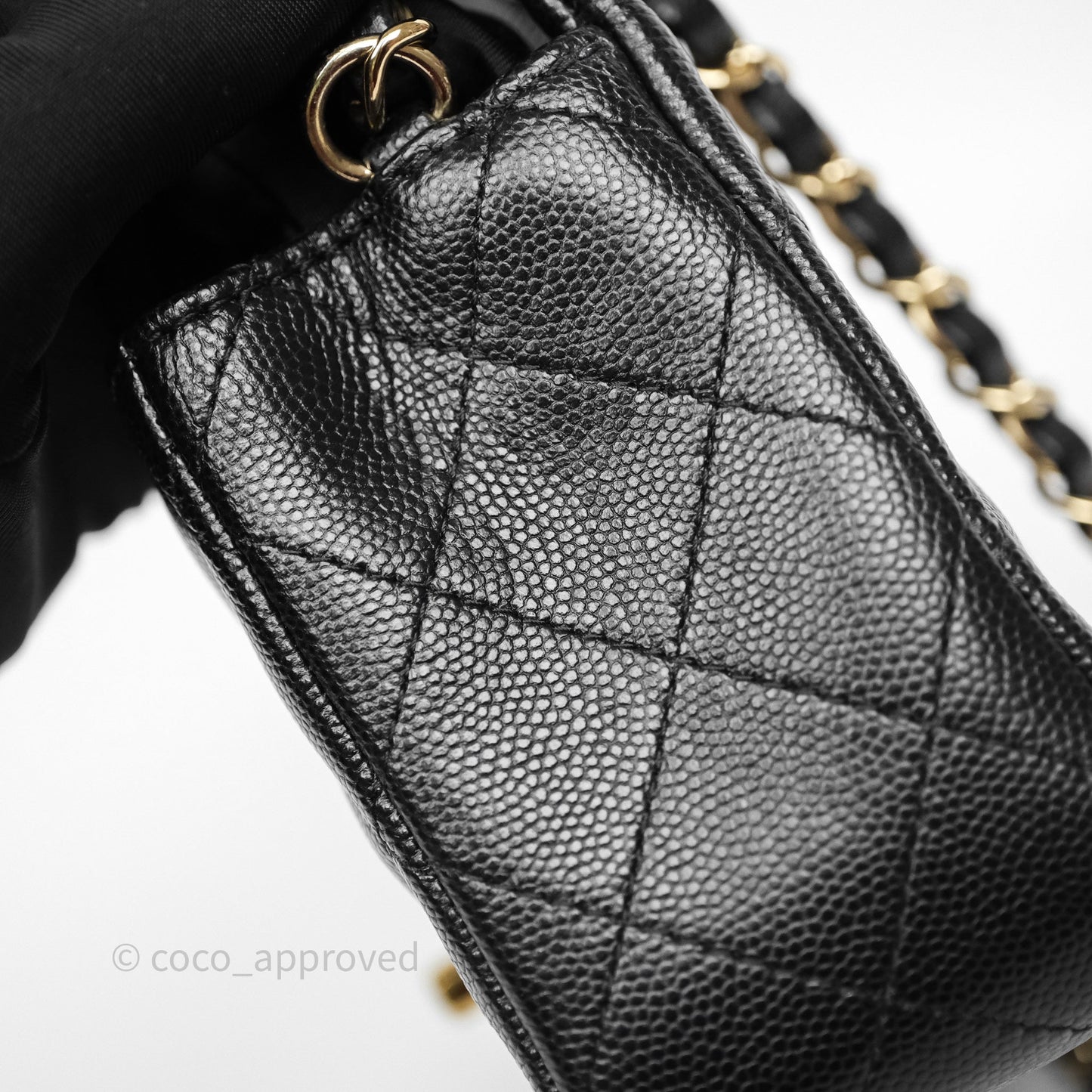 Chanel Mini Rectangular Flap Quilted Black Caviar Gold Hardware