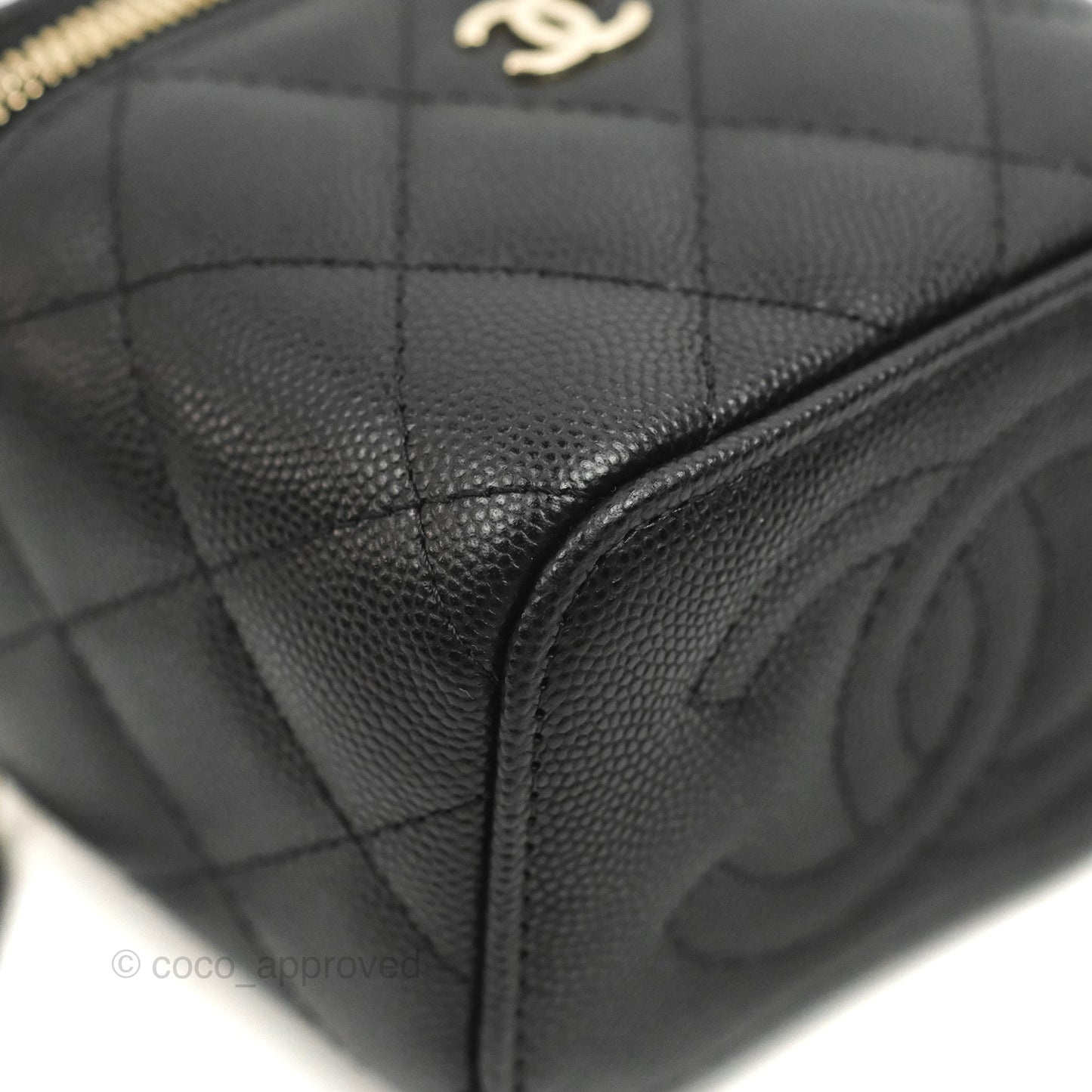 Chanel Mini Vanity With Chain Black Caviar Gold Hardware