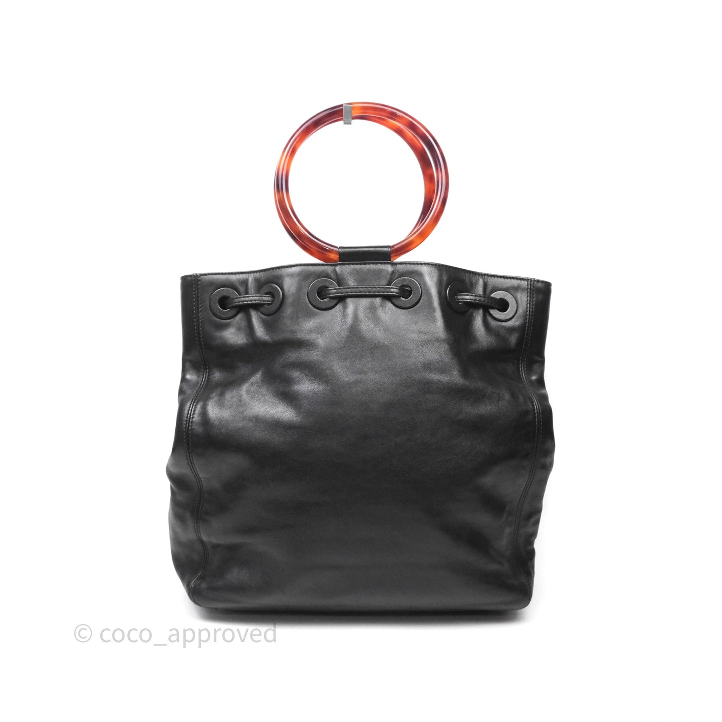 Chanel Vintage Top Handle Ring Bag Black Lambskin