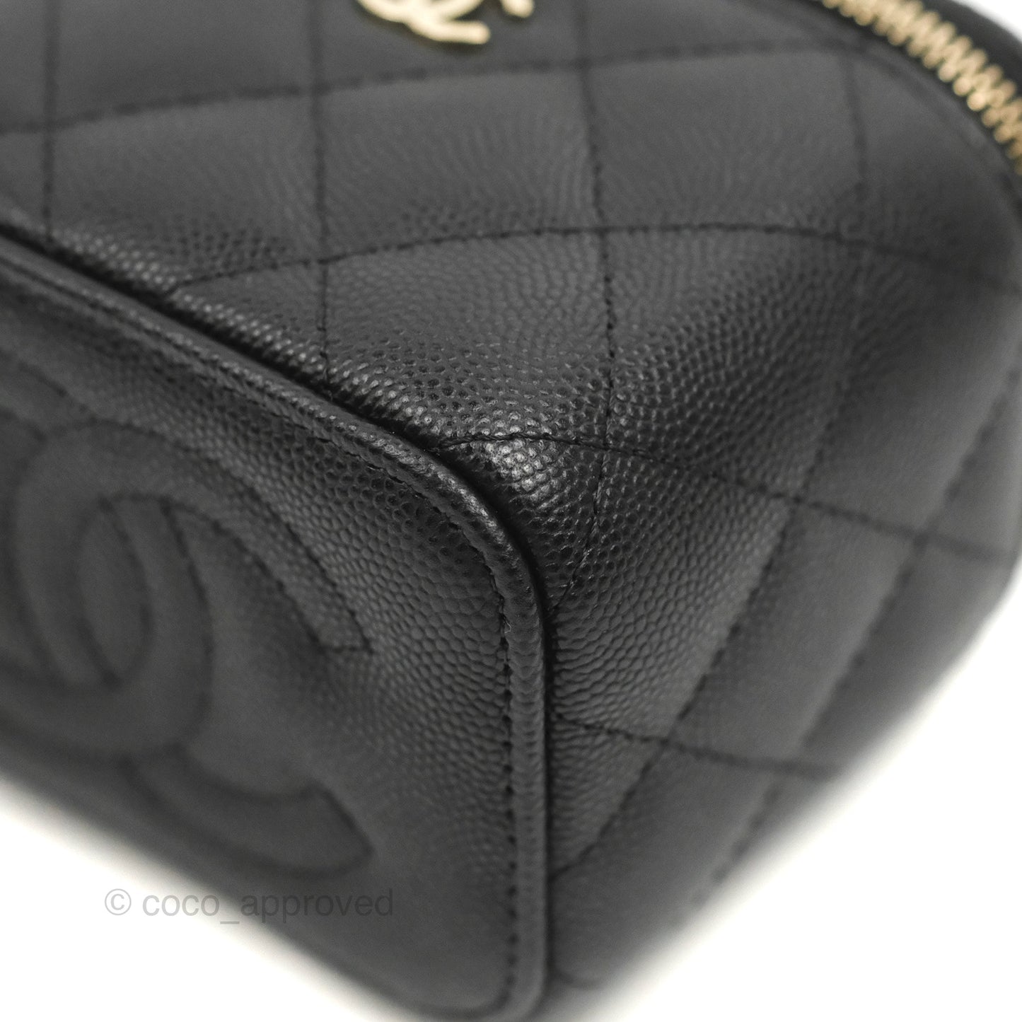 Chanel Mini Vanity With Chain Black Caviar Gold Hardware