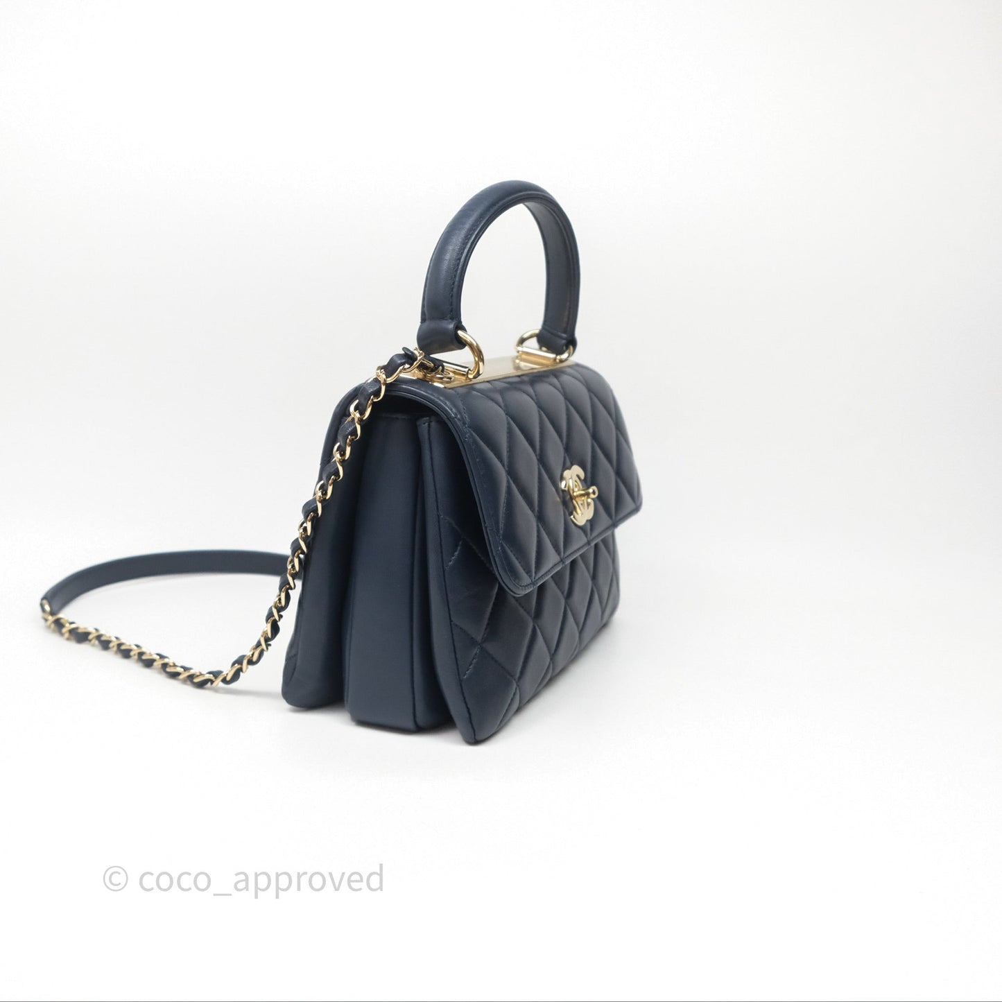 Chanel Small Trendy CC Navy Lambskin Gold Hardware