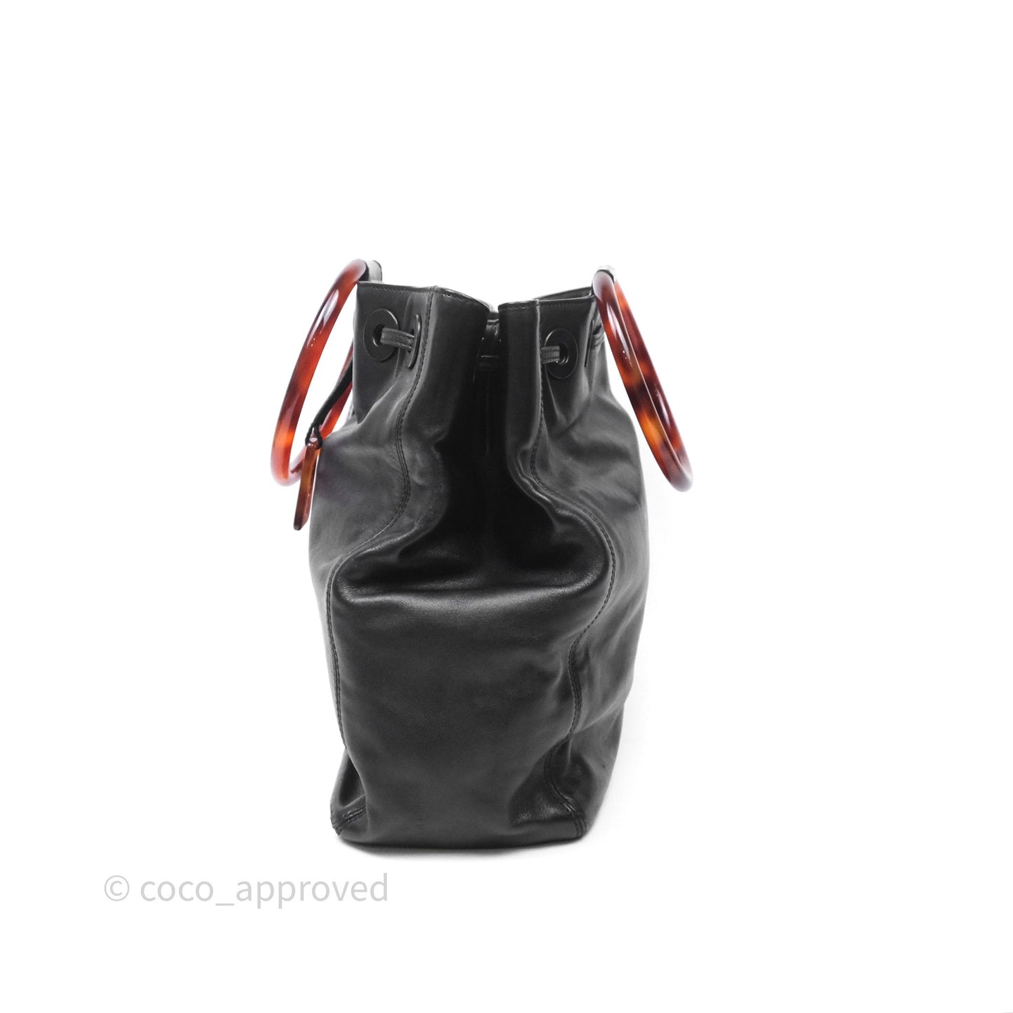Chanel Vintage Top Handle Ring Bag Black Lambskin
