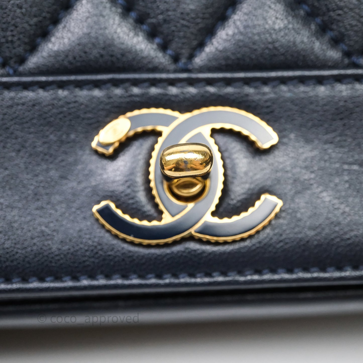 Chanel Small Vintage Mademoiselle Flap Navy Sheepskin Gold Hardware
