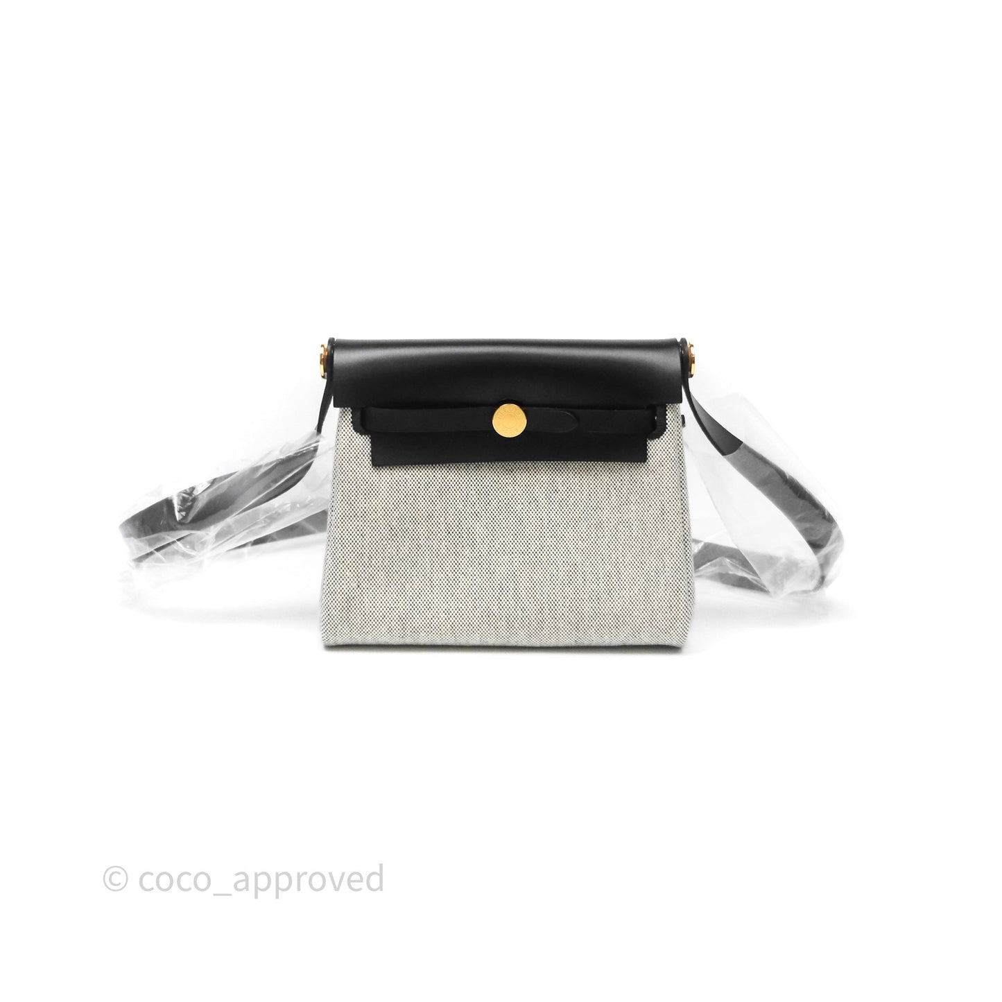Hermès Herbag Zip 20 Mini Ecru-Noir Canvas Gold Hardware