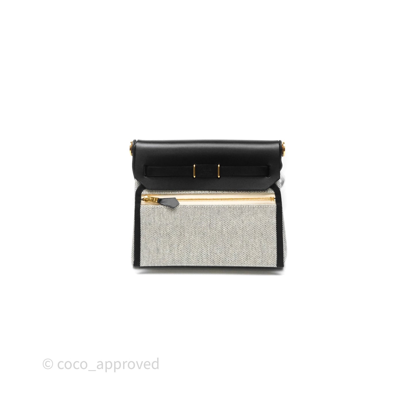Hermès Herbag Zip 20 Mini Ecru-Noir Canvas Gold Hardware