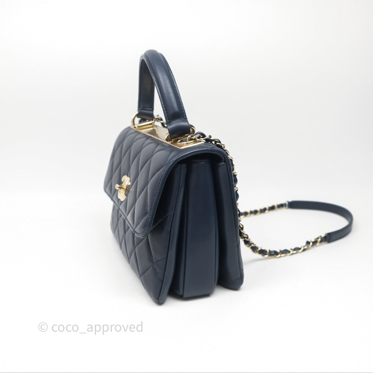 Chanel Small Trendy CC Navy Lambskin Gold Hardware