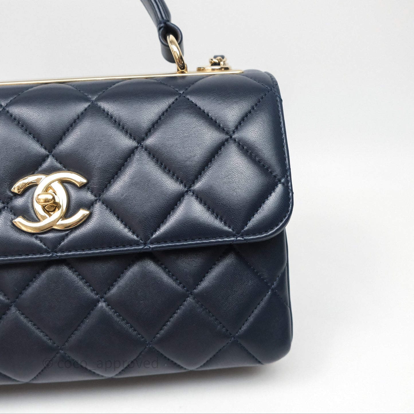 Chanel Small Trendy CC Navy Lambskin Gold Hardware