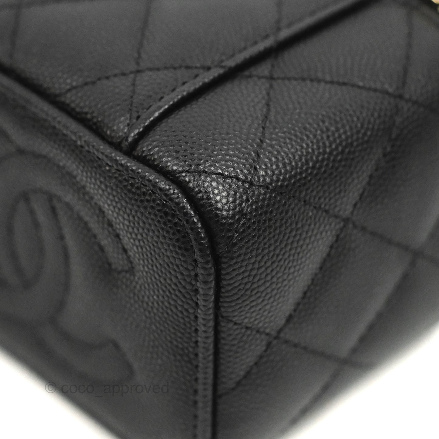Chanel Mini Vanity With Chain Black Caviar Gold Hardware
