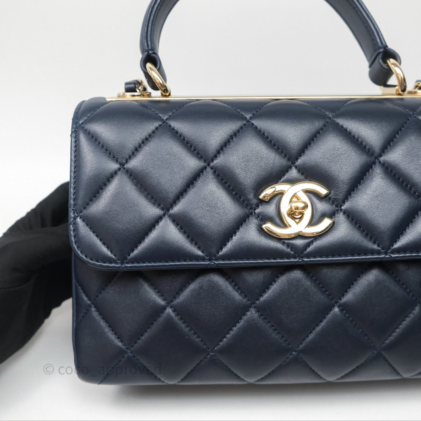 Chanel Small Trendy CC Navy Lambskin Gold Hardware