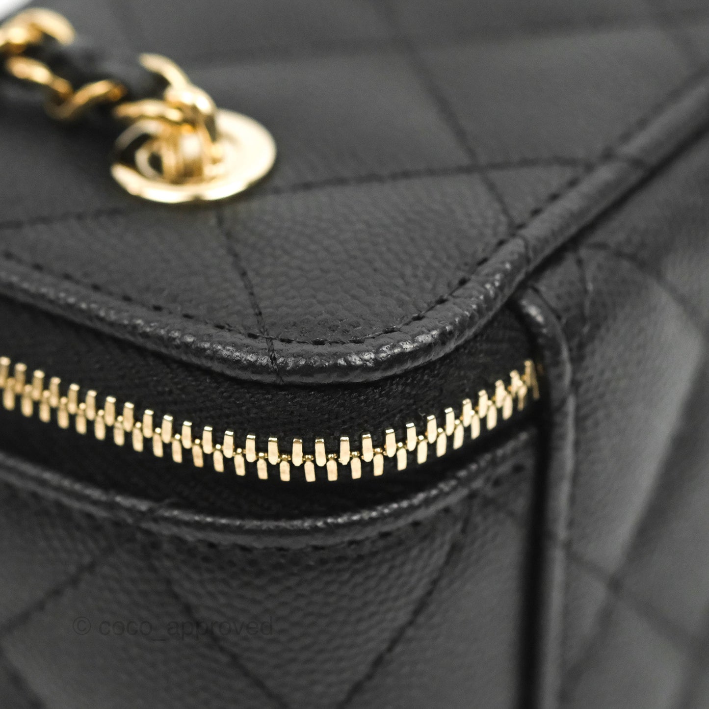 Chanel Mini Vanity With Chain Black Caviar Gold Hardware