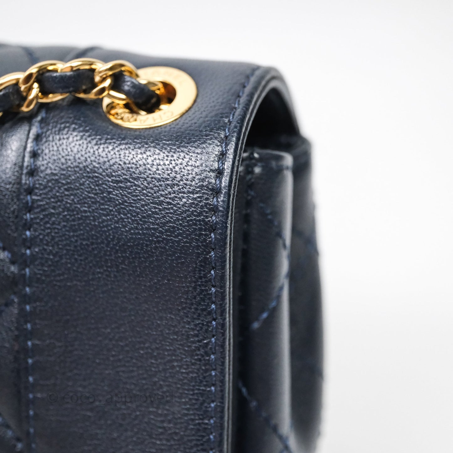 Chanel Small Vintage Mademoiselle Flap Navy Sheepskin Gold Hardware