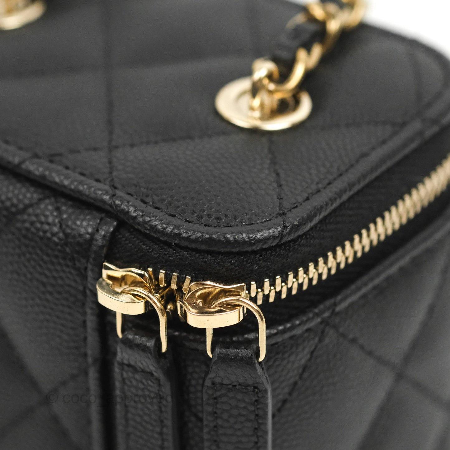 Chanel Mini Vanity With Chain Black Caviar Gold Hardware