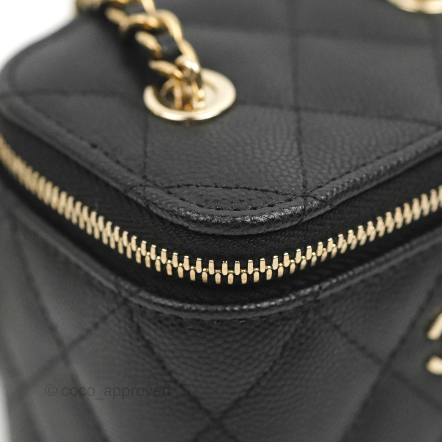 Chanel Mini Vanity With Chain Black Caviar Gold Hardware
