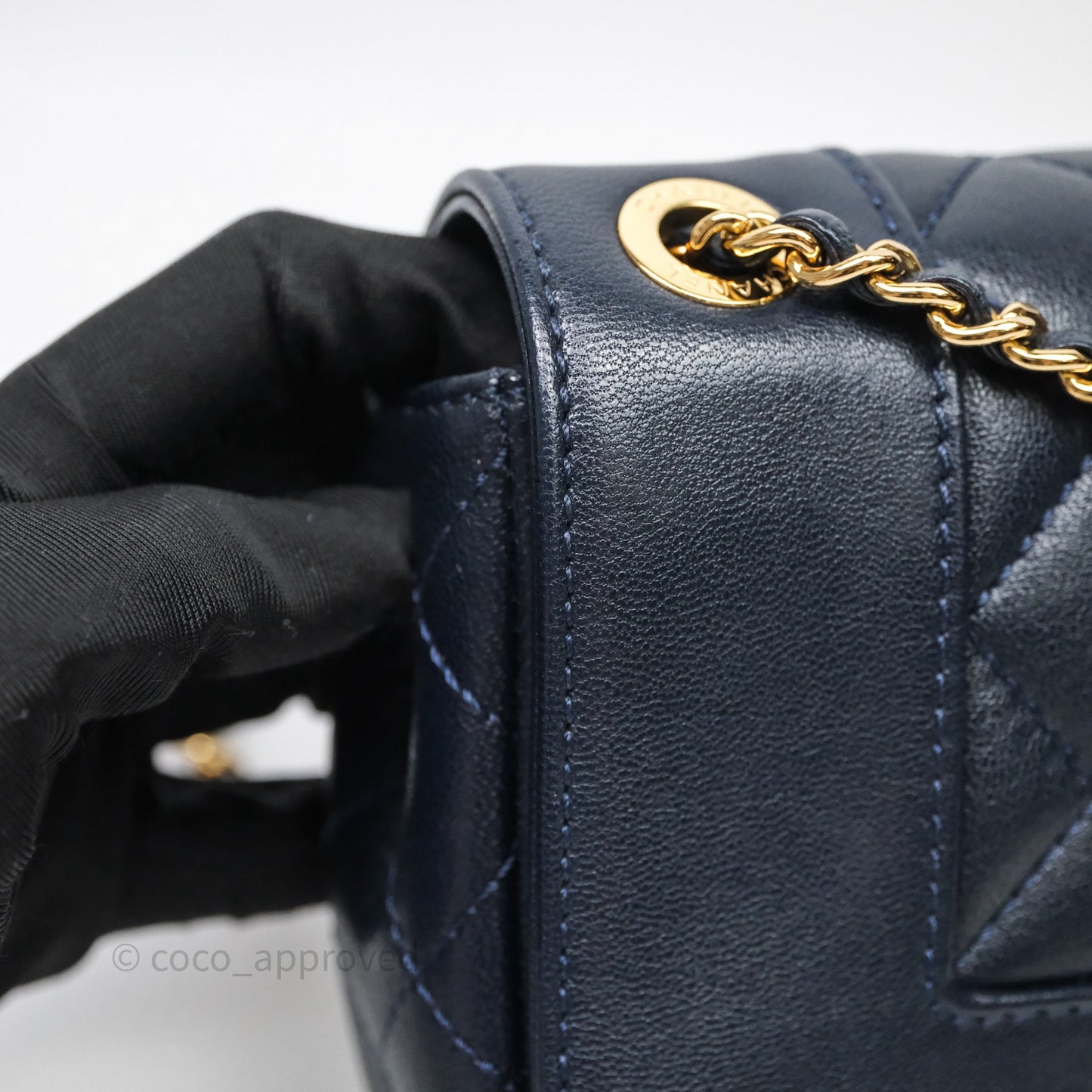 Chanel Small Vintage Mademoiselle Flap Navy Sheepskin Gold Hardware