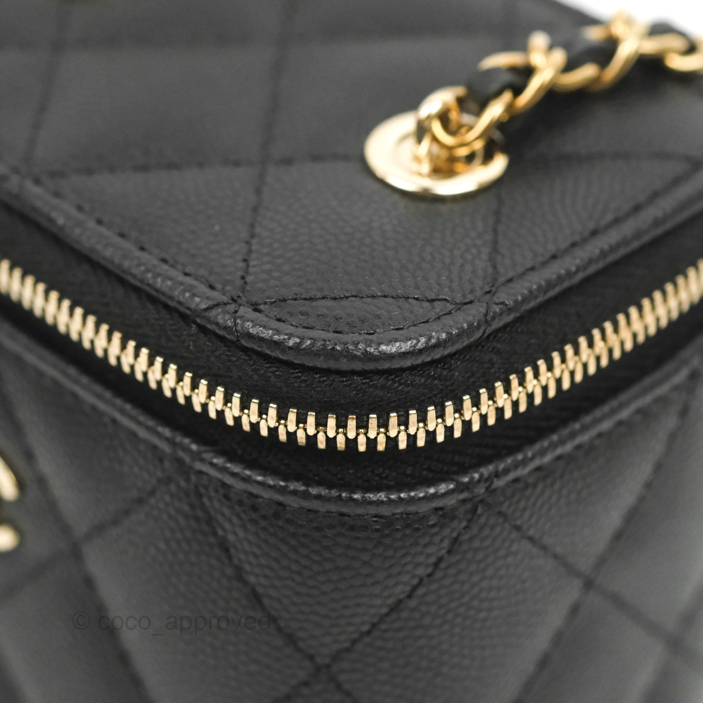 Chanel Mini Vanity With Chain Black Caviar Gold Hardware