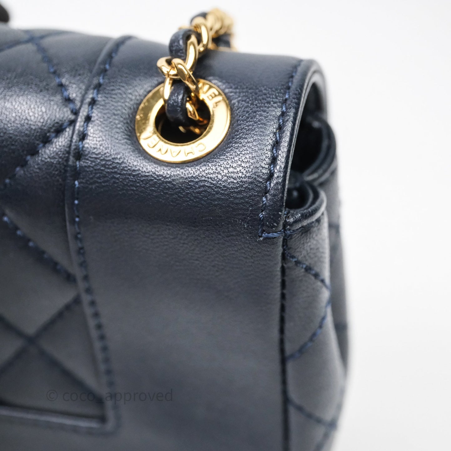 Chanel Small Vintage Mademoiselle Flap Navy Sheepskin Gold Hardware