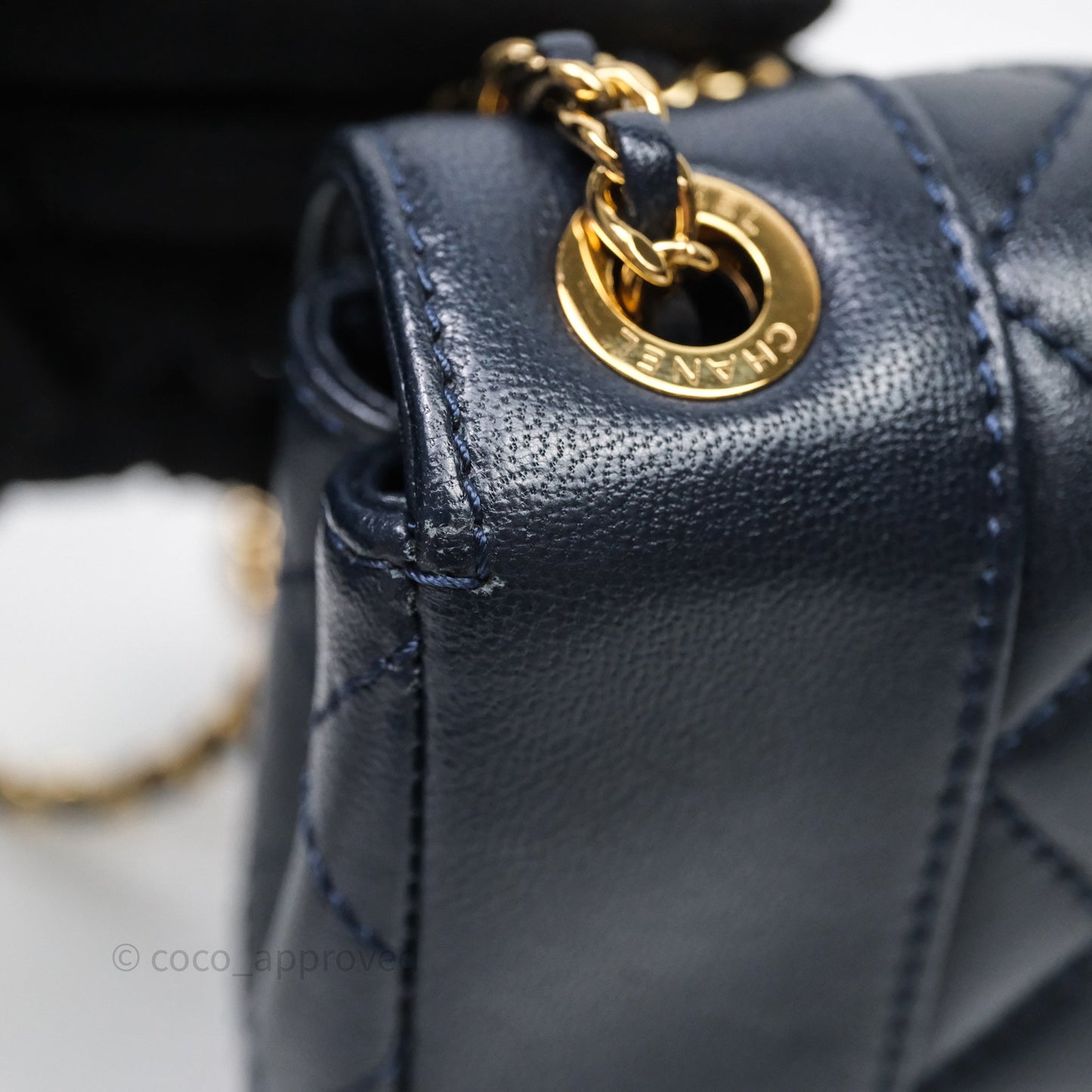 Chanel Small Vintage Mademoiselle Flap Navy Sheepskin Gold Hardware
