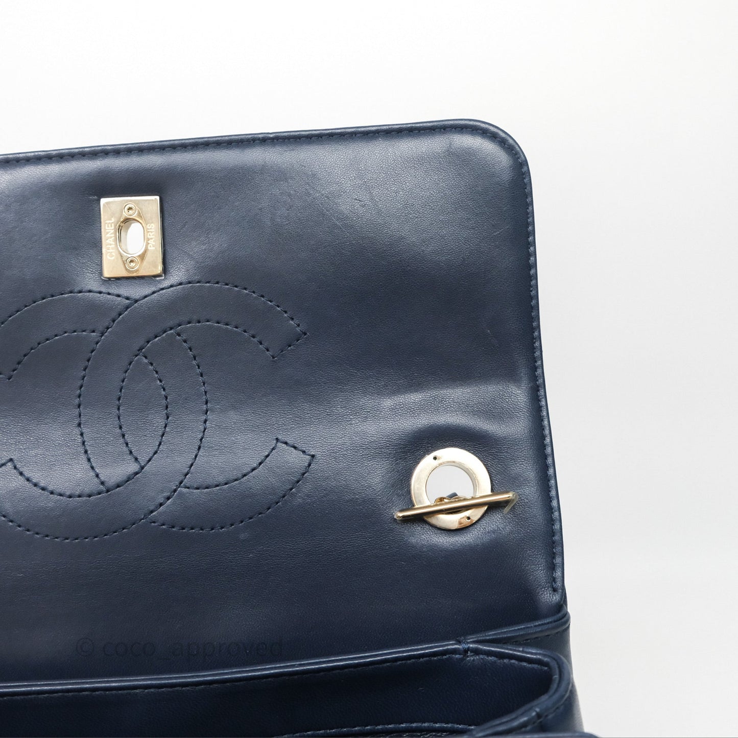 Chanel Small Trendy CC Navy Lambskin Gold Hardware