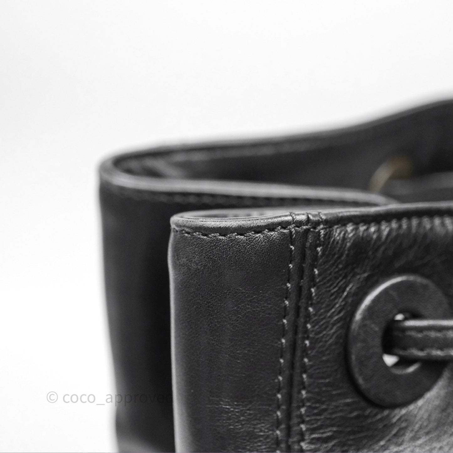 Chanel Vintage Top Handle Ring Bag Black Lambskin