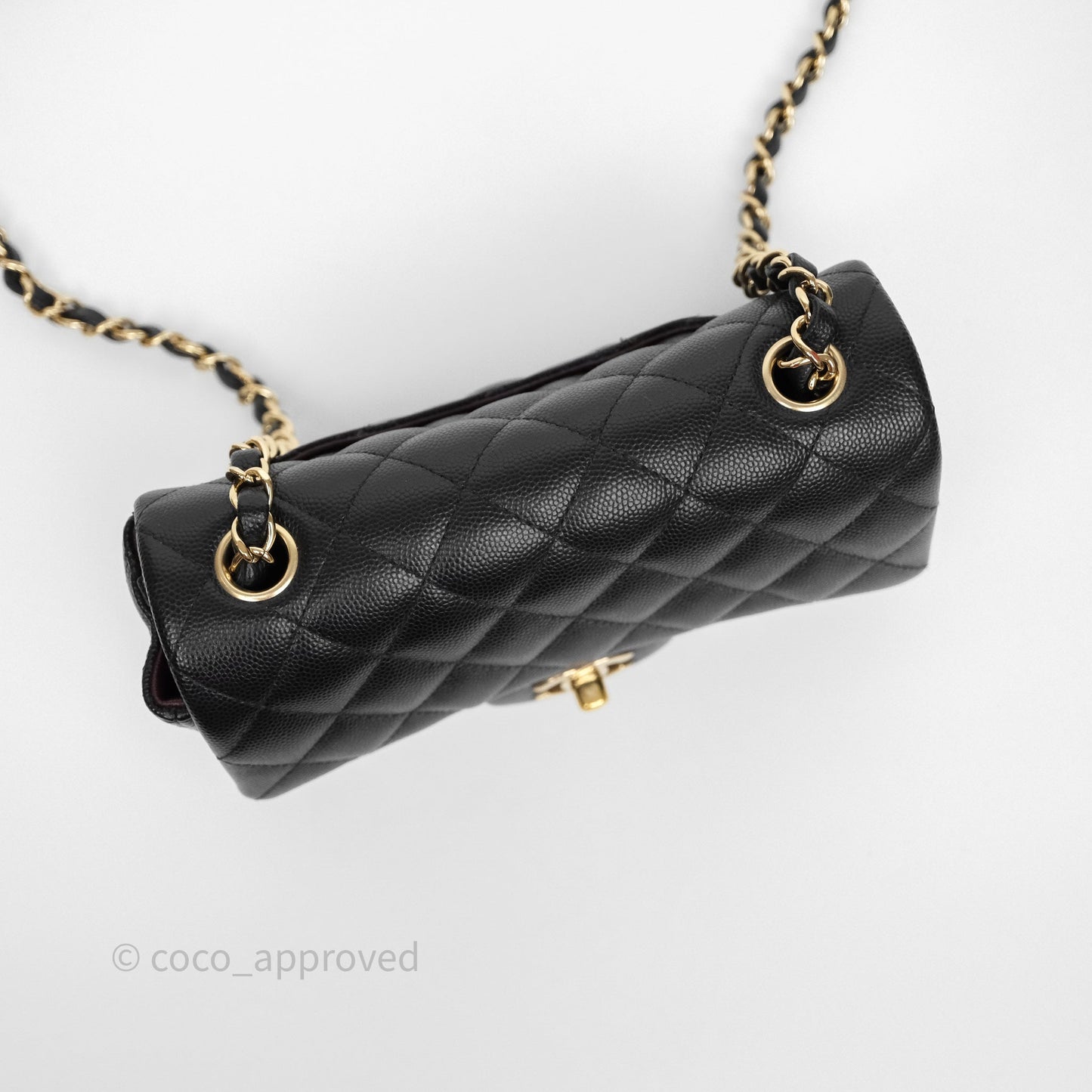 Chanel Mini Rectangular Flap Quilted Black Caviar Gold Hardware