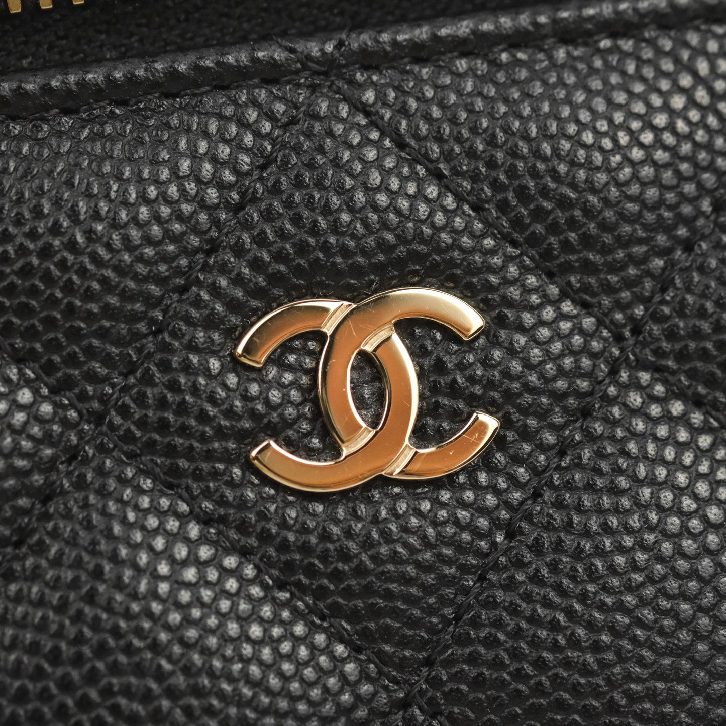 Chanel Mini Vanity With Chain Black Caviar Gold Hardware