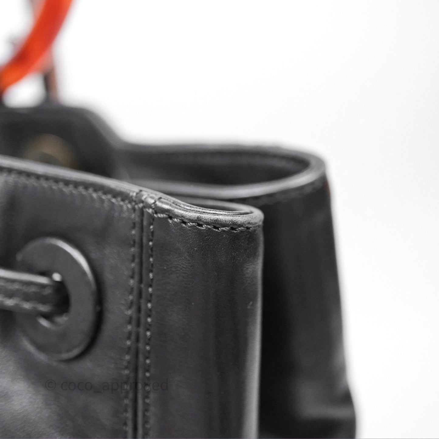 Chanel Vintage Top Handle Ring Bag Black Lambskin