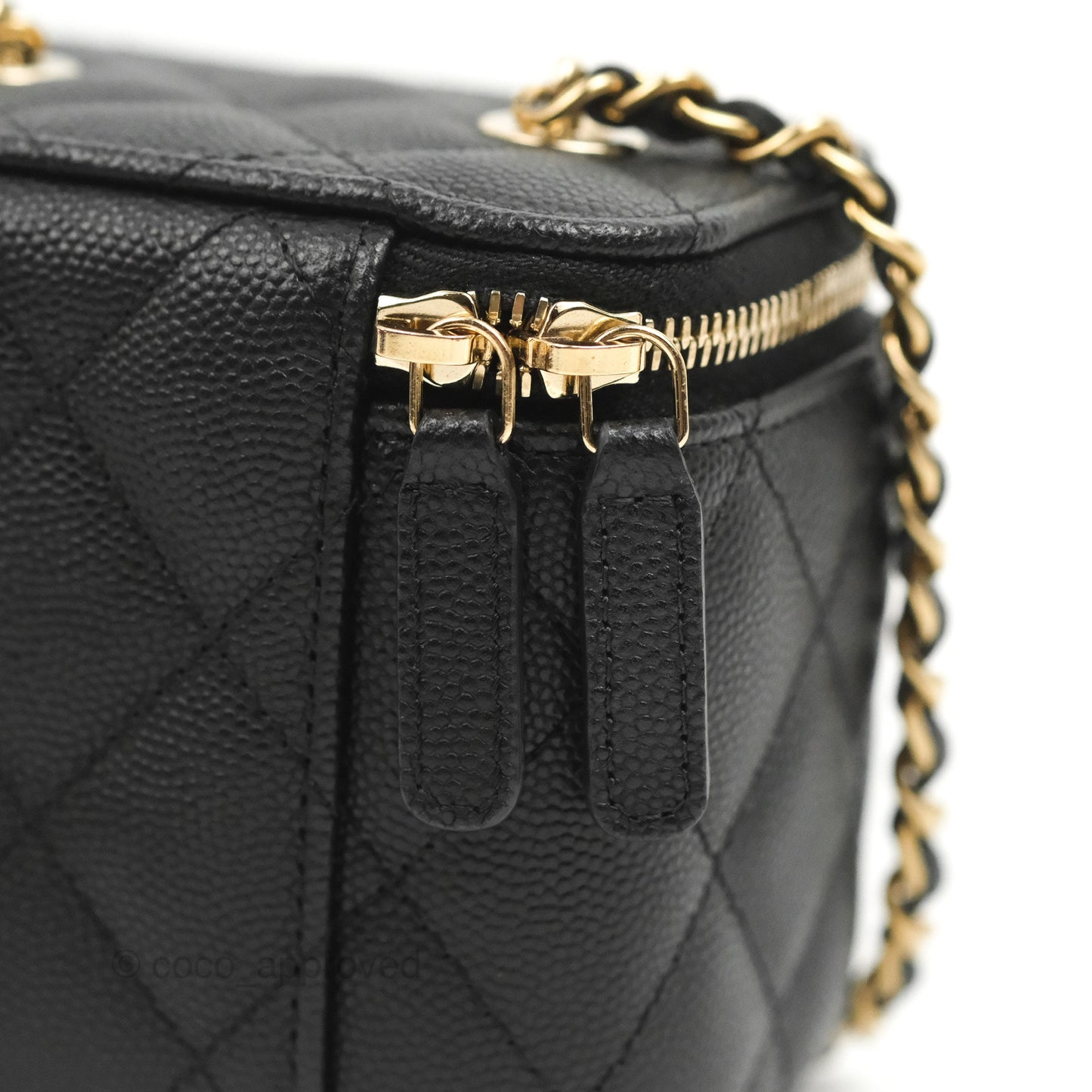 Chanel Mini Vanity With Chain Black Caviar Gold Hardware