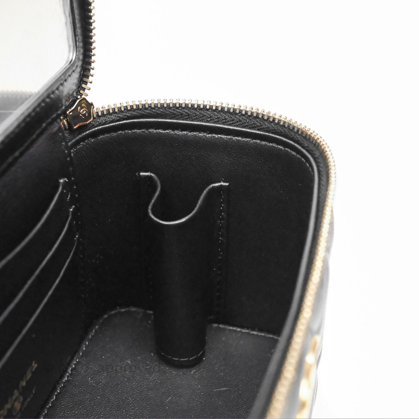 Chanel Vanity Rectangular Top Handle Black Lambskin Aged Gold Hardware