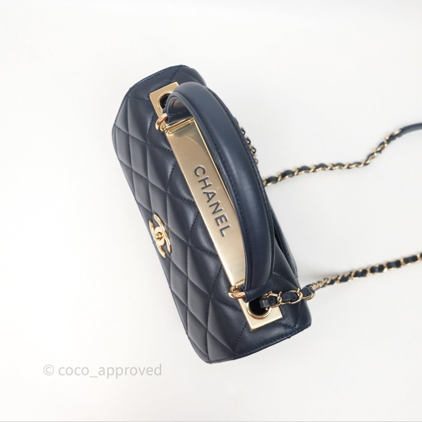 Chanel Small Trendy CC Navy Lambskin Gold Hardware