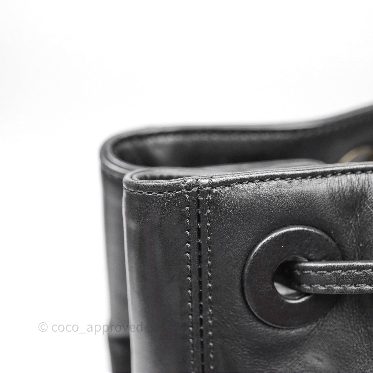 Chanel Vintage Top Handle Ring Bag Black Lambskin