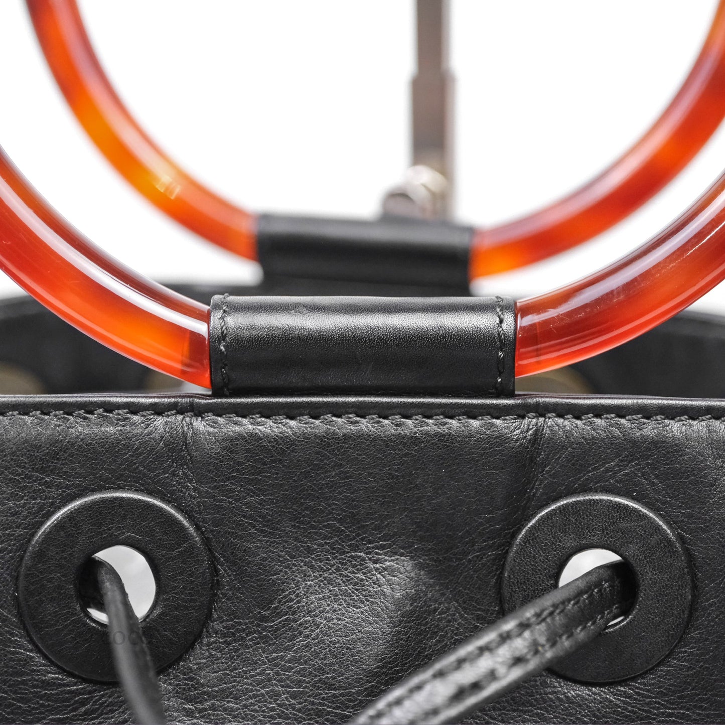 Chanel Vintage Top Handle Ring Bag Black Lambskin
