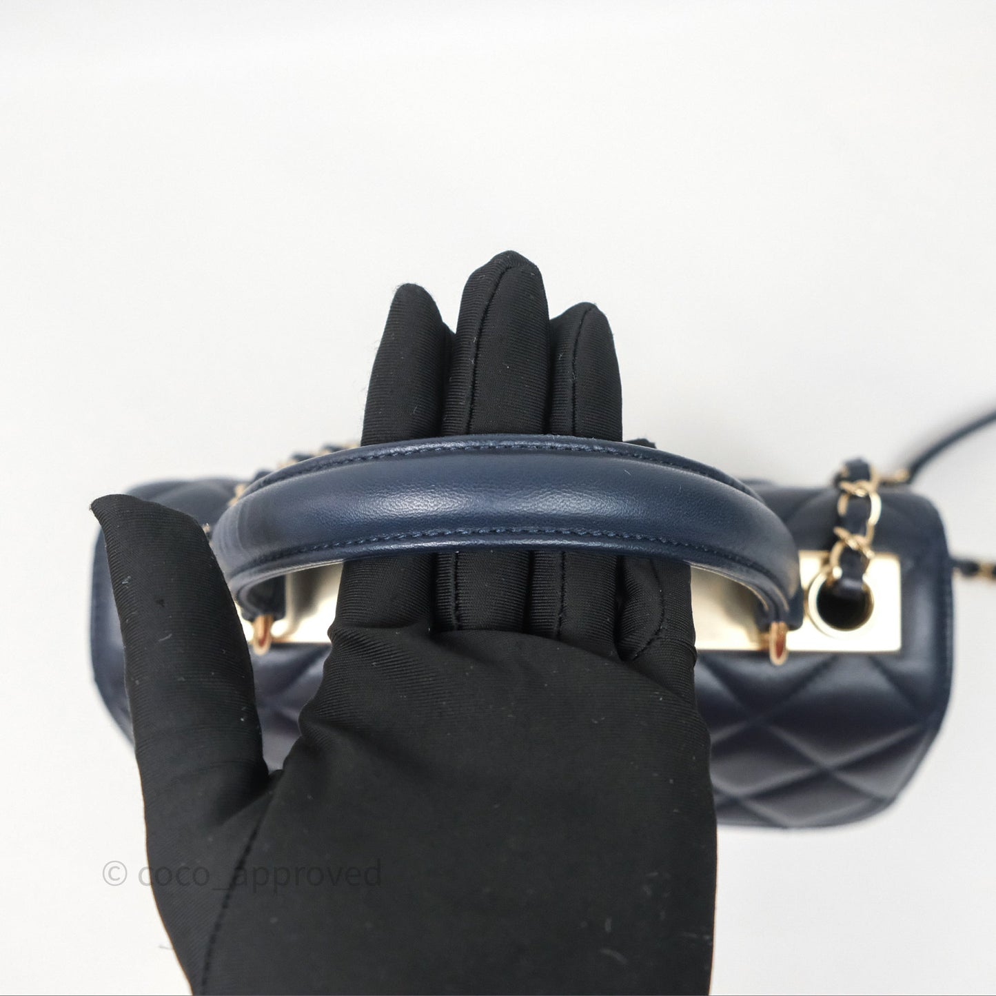 Chanel Small Trendy CC Navy Lambskin Gold Hardware