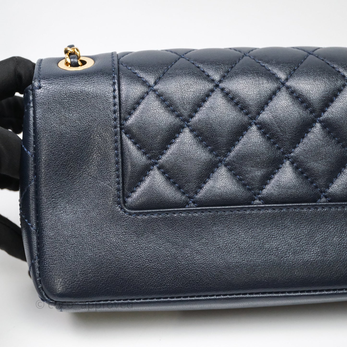 Chanel Small Vintage Mademoiselle Flap Navy Sheepskin Gold Hardware