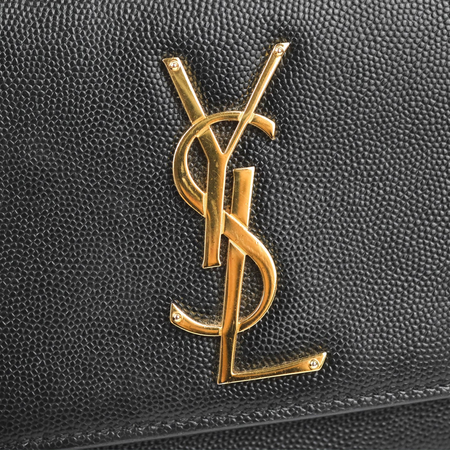 Saint Laurent Small Classic Monogram Kate Chain Bag Black Grained Calfskin Gold Hardware