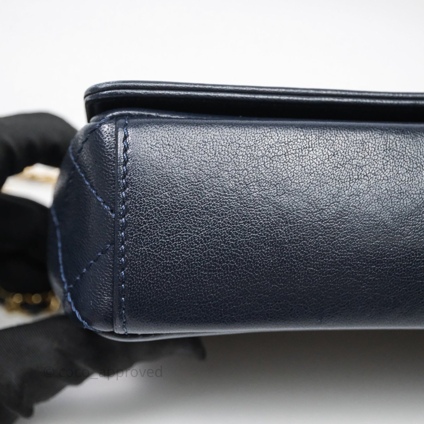 Chanel Small Vintage Mademoiselle Flap Navy Sheepskin Gold Hardware