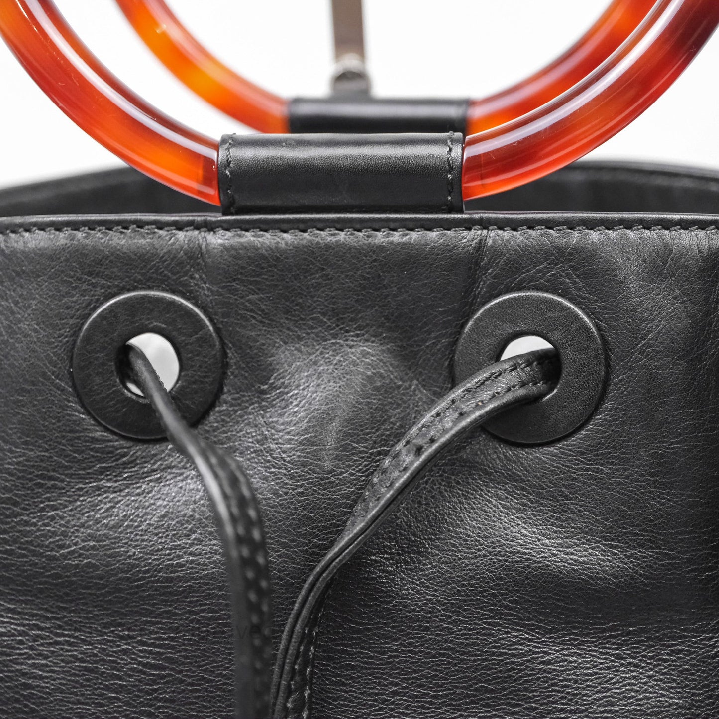 Chanel Vintage Top Handle Ring Bag Black Lambskin