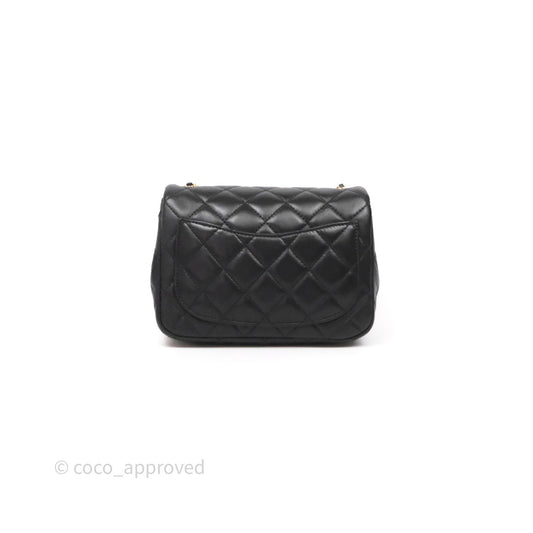 Chanel Pearl Crush Mini Square Quilted Black Lambskin Aged Gold Hardware