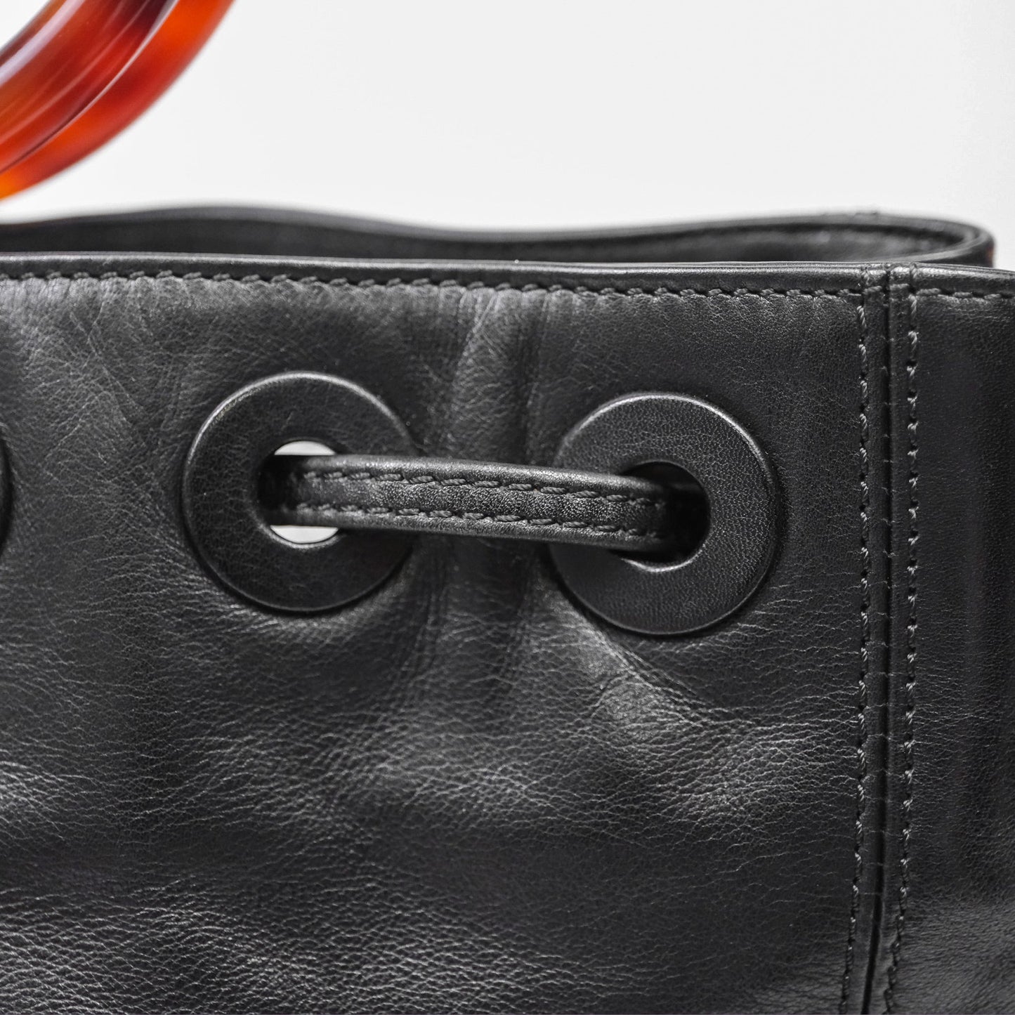Chanel Vintage Top Handle Ring Bag Black Lambskin