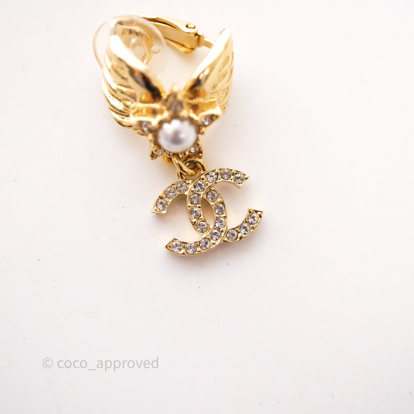 Chanel Star Wings Crystal CC Ear Clips Gold Tone 24C