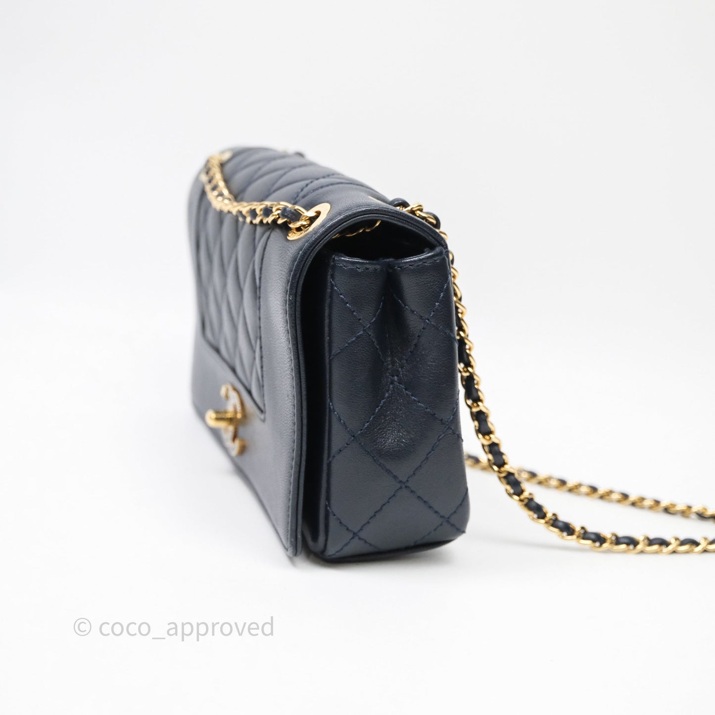 Chanel Small Vintage Mademoiselle Flap Navy Sheepskin Gold Hardware